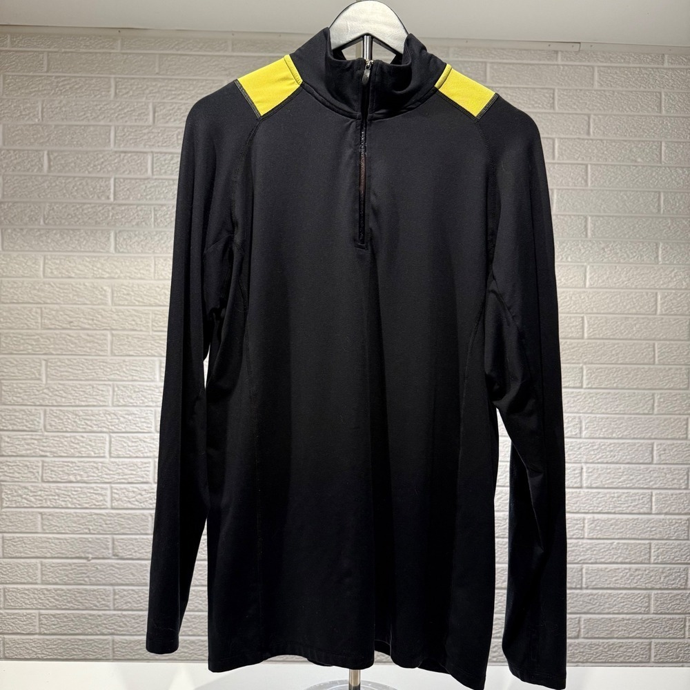 Body Glove Active Black Pullover Long Sleeve Top, Yellow Accents, Athletic